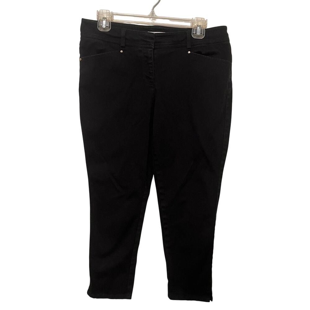 Caché Capri Pants Womens Size 8 Black Stretch Cropped Minimalist Office Siren